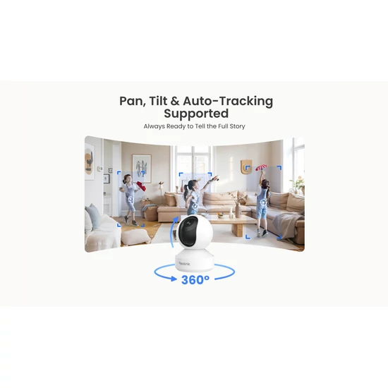 Reolink E1 Zoom 5MP PTZ Wi-Fi Beltéri Okos Kamera automatikus mozgáskövető Funkcióval