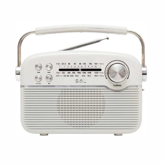 SAL RPR9 napelemes rádió multimédia lejátszóval, FM-AM-SW rádió, Bluetooth, USB és microSD csatlakozás, beépített akkumulátor RPR9
