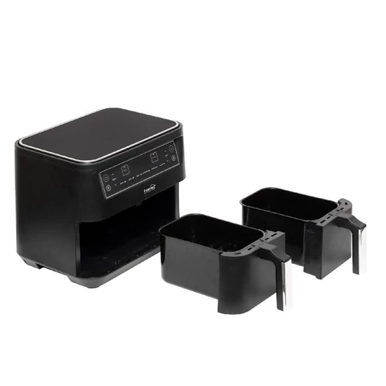 Home HG AF 24 air fryer, forrólevegős fritőz, 2 X 3,8 literes, 6-féle üzemmód, 2460 W, MEAL funkció, DUAL funkció, fekete HG AF 24