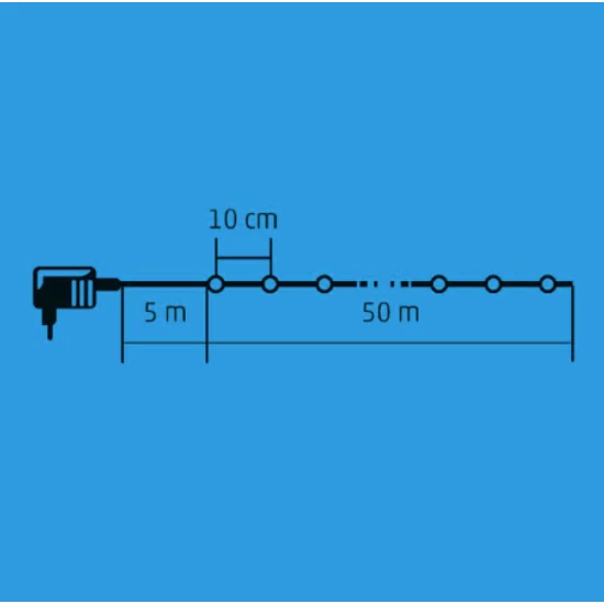 Home KKL 500F/WH LED-es sziporkázó fényfüzér, 50 m / 500 db hidegfehéren sziporkázó melegfehér LED, fehér vezeték, hálózati adapter, kül- és beltéri kivitel