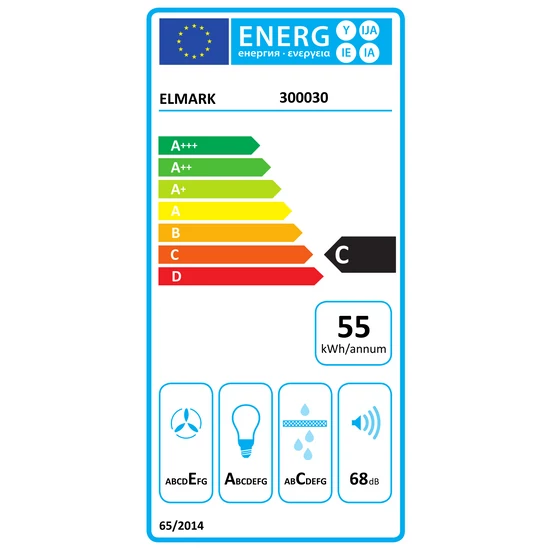 Piramis alakú fali páraelszívó EL-60A09BL 440m³/h fekete