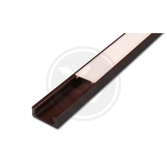 Pvc profil led szalaghoz16x7 barna 2m tejszerű fedél