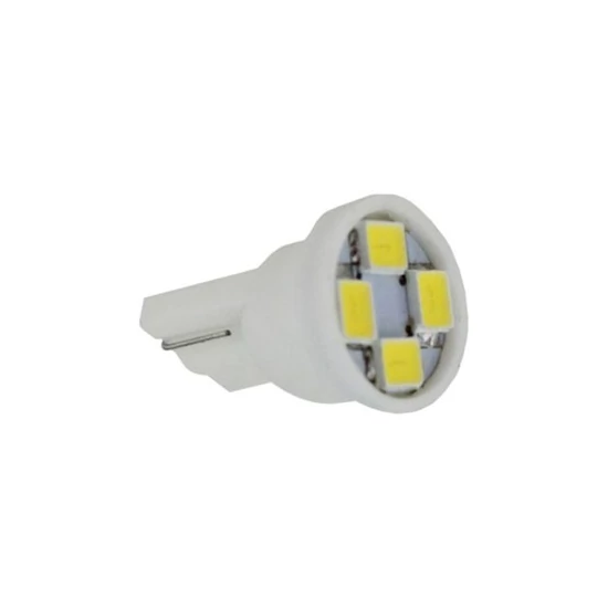 Autós led T10 helyzetjelző, index világítás, 4 led, 40 Lumen, 1W, sárga.