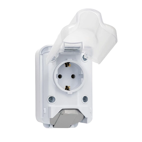 SOCKET+ SOCKET GERMAN TYPE 16A 250V WHITE, IP44