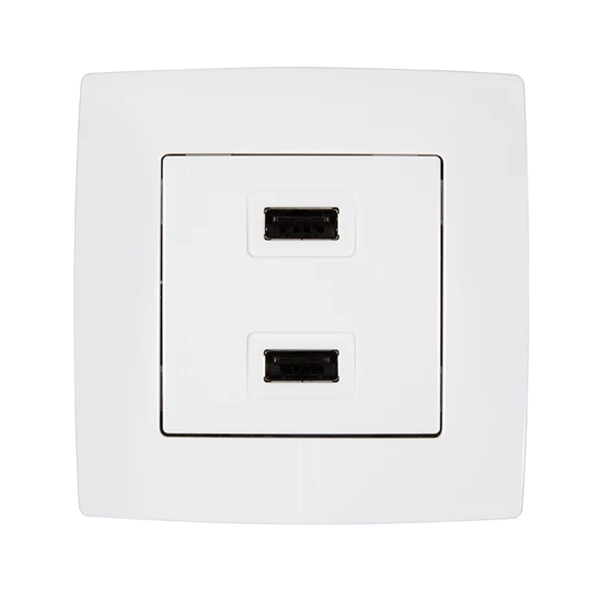 CITY USB DOUBLE SOCKET WHITE METALLIC