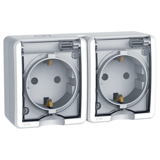 GERMAN TYPE SOCKET- DOUBLE IP44 WHITE