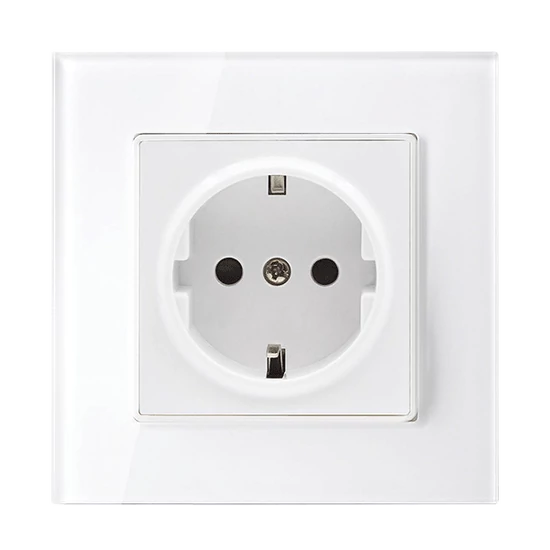 GERMAN TYPE SOCKET 16A GLASS FRAME WHITE+C. BOX