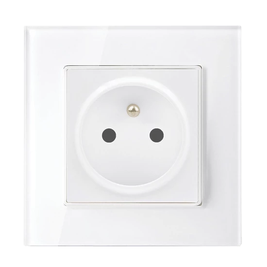 FRENCH TYPE SOCKET 16A GLASS FRAME WHITE+C. BOX