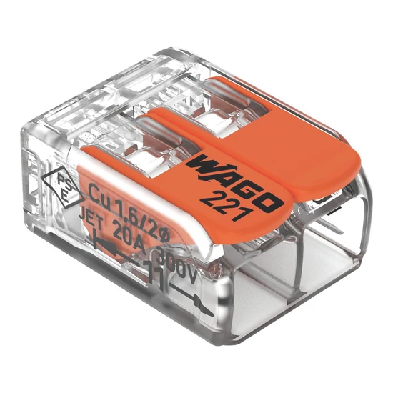 WAGO 221 CONNECTOR, 2 CONDUCTORS 0,02-4 MM2