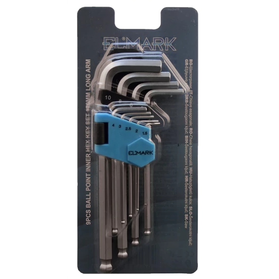 9PCS BALL POINT INNER HEX KEY SET 170mm LONG ARM