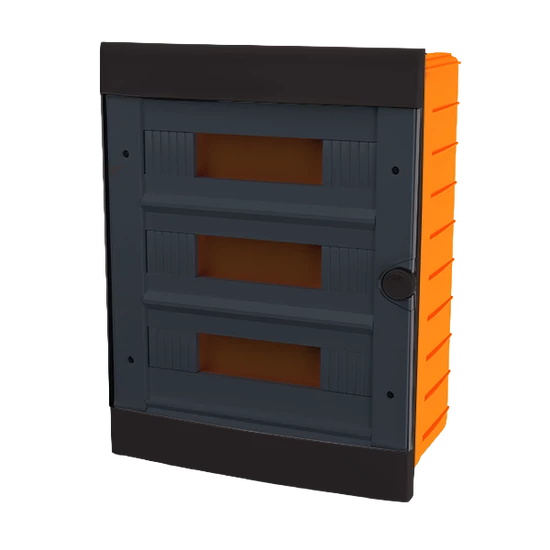 PLASTIC BOX FOR FLUSH MNT. 24 WAY (3X12), BLACK