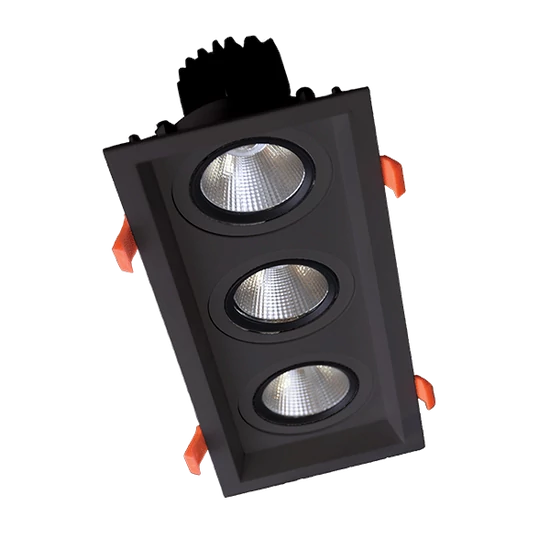 TRIPLE LED SPOT LIGHT 3X15W 230V 3000K BL+EMERGENCY KIT