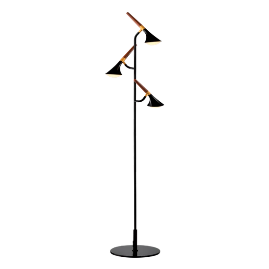 DUNCAN LED FLOOR LAMP 15W 3000K MATTE BLACK/WOOD