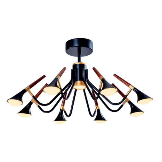 DUNCAN LED CHANDELIER 45W 3000K MATTE BLACK/WOOD