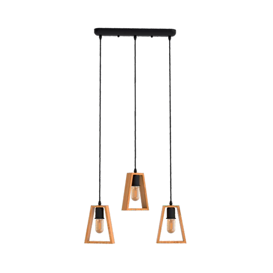 RONNY PENDANT 3xE27 BLACK/WOOD