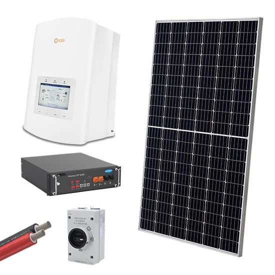 1p Solar Panel System HYBR. SOLAR SYSTEM 1P/5kW 560W PANELS WITH BATT.
