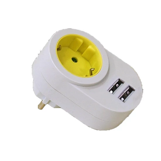 Háztartási dugalj 2db USB csatlakozóval