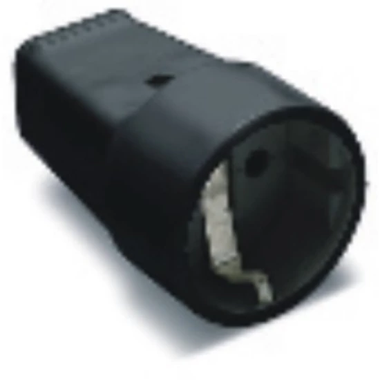 Földelt lengődugalj /műanyag/ 16A-250V, fekete