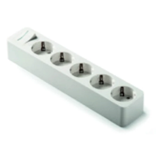 Földelt szerelhető elosztó ötös, kapcsolóval, fehér, 16A-250V