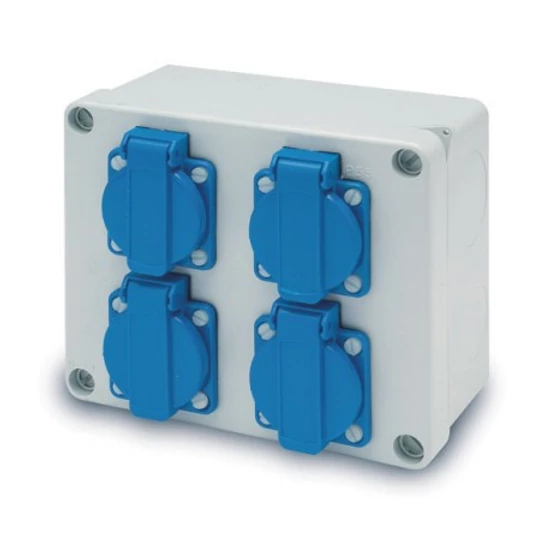 Szerelt doboz 1db 3073 + 4db házt. alj 16A, IP44