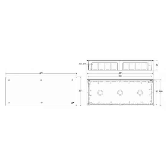 Gipszkartondoboz +csavaros tető 400x150x60mm