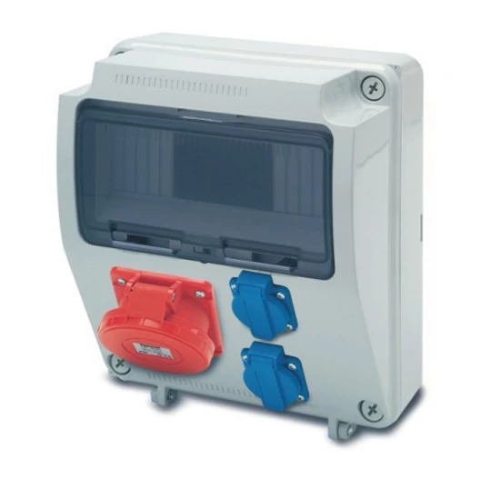 AcQUA 9 mod. szerelt ipari doboz /2db ht. alj+1db 5P 32A/