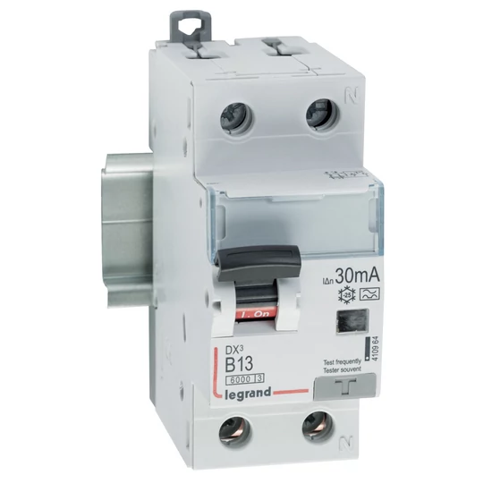 DX3 1P+N kombinált áram-védőkapcsoló B13 6000A / 10kA 30mA A típus