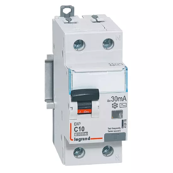 DX3 1P+N kombinált áram-védőkapcsoló C10 10000A / 10kA 30MA AC típus