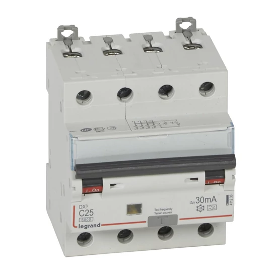 DX3 4P kombinált áram-védőkapcsoló  C25 6000A / 10kA 30mA A típus