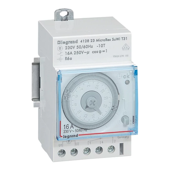 MicroRex T31 napi programkapcsoló autómatikus téli/nyári időszámítás átállás, vízszintes előlappal