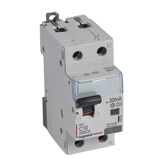 DX3 1P+N kombinált áram-védőkapcsoló C10 6000A / 10kA 30mA A típus