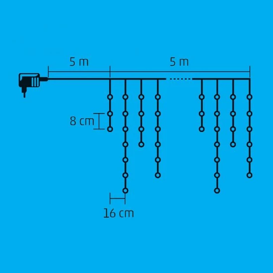 LED-es jégcsap fényfüggöny, 8 programos, 3 m, IP44, 230V KAF 100L 3M