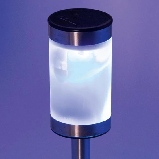 Solar lámpa fém, fehér és színváltós LED, színes dobozban MX 819/1