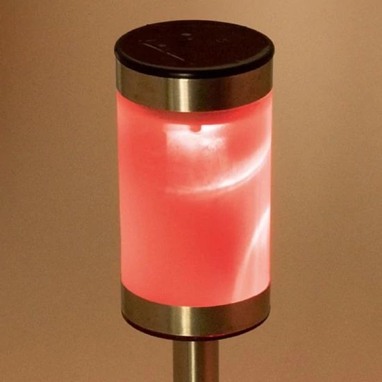 Solar lámpa fém, fehér és színváltós LED, színes dobozban MX 819/1