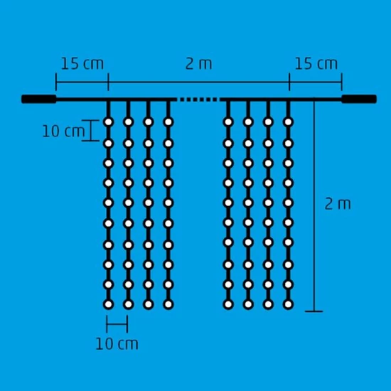LED-es fényfüggöny, 2x2 m / 400 LED, sorolható, hidegfehér DLF 400/WH