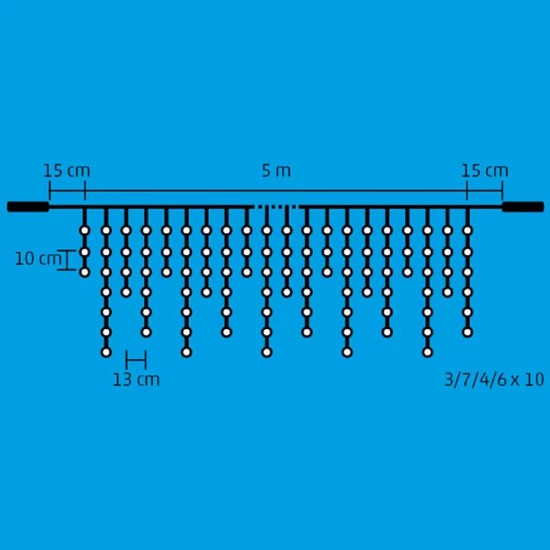LED-es jégcsap fényfüzér,  5m / 200 LED, sorolható, melegfehér DLFJ 200/WW