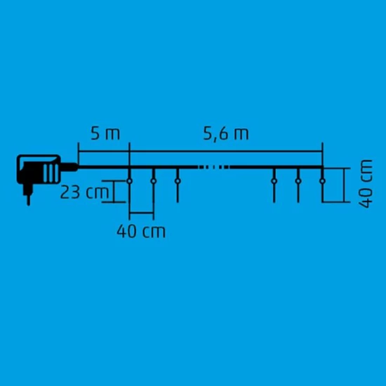 Jégcsap fényfüzér, 180 hidegfehér LED, IP44 hálózati adapter KJL 15