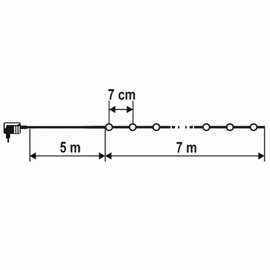 LED-es fényfüzér, 100LED, 8pr., hidegfehér, kültéri LED 108C/WH