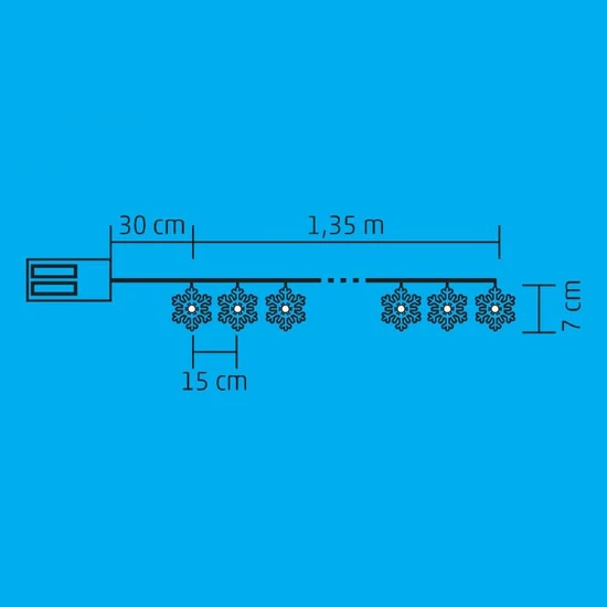 LED-es hókristály fényfüzér, fém KLM 10/S