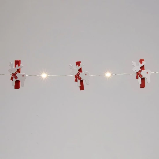 LED-es elemes fényfüzér, 20 LED, csipeszekkel ML 22/WW