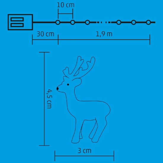 LED-es elemes fényfüzér, 20 LED, csipeszekkel ML 22/WW