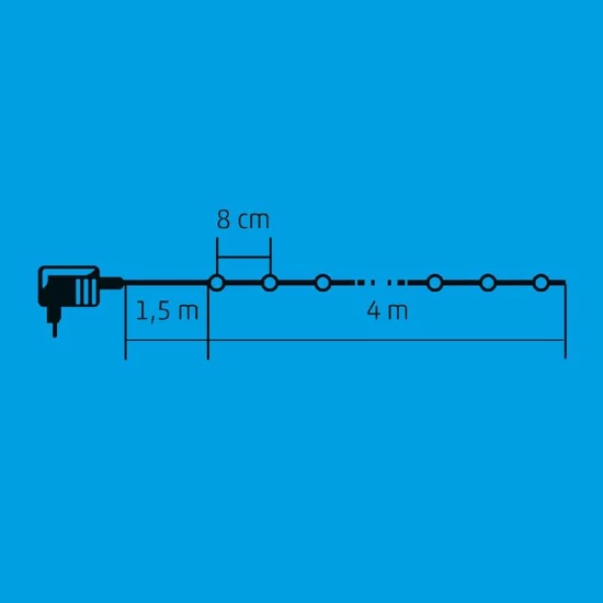 LED-es beltéri fényfüzér, kék, 50 LED KII 50/BL