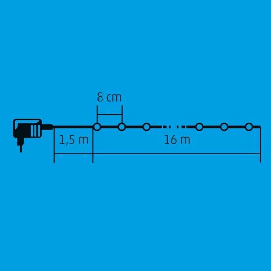 LED-es beltéri fényfüzér, melegfehér, 200 LED KII 200/WW