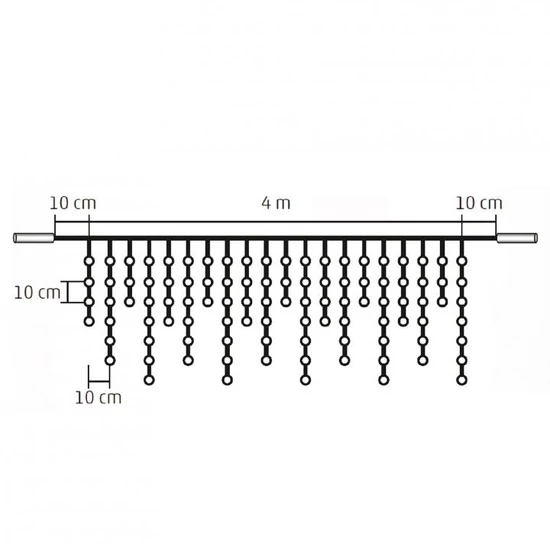 Sorolható fényfüggöny, 200LED, melegfehér, kültéri KSF 200/WW