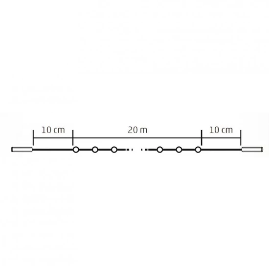 LED-es sorolható izzósor, 200 db hidegfehér LED, 10 cm LED-távolság, teljes hossz 20 m KSI 200/WH