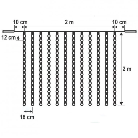 Sorolható fényfüggöny, 204LED, melegfehér, kültéri KSF 204/WW