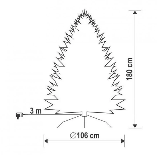 Home KMF 6/180 műfenyő beépített világítással, 350 db LED, 180 cm magasság, 106 cm átmérő, talpkapcsoló, 4 funkció KMF 6/180