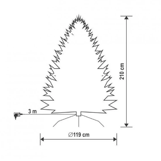 Home KMF 6/210 műfenyő beépített világítással, 500 db LED, 210 cm magasság, 119 cm átmérő, talpkapcsoló, 4 funkció KMF 6/210