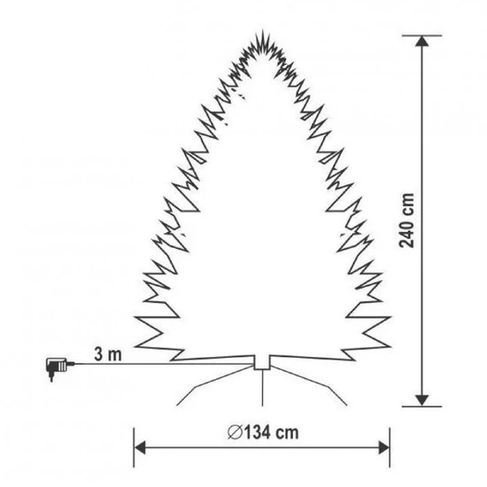 Home KMF 6/240 műfenyő beépített világítással, 650 db LED, 240 cm magasság, 134 cm átmérő, talpkapcsoló, 4 funkció KMF 6/240