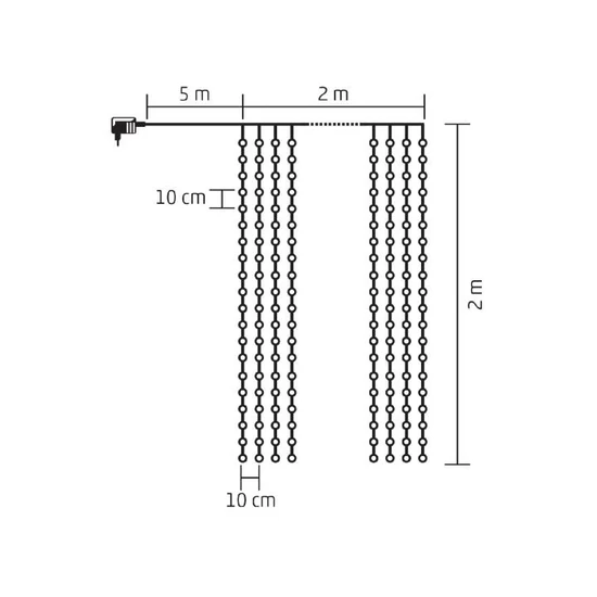 Home MLF 400/WW micro LED-es fényfüggöny, 2x2 m / 400 db melegfehér micro LED, átlátszó vezeték, hálózati adapter, kül- és beltéri kivitel MLF 400/WW